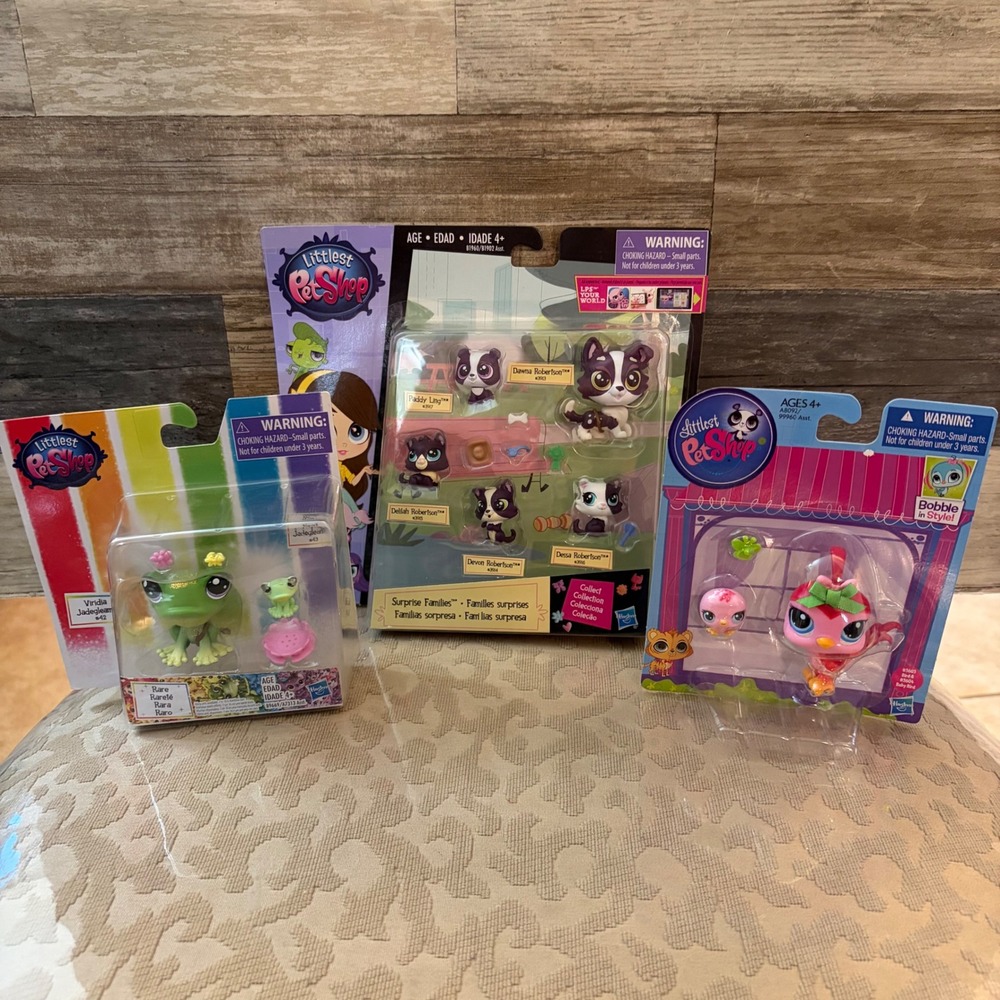 2013-16 Littlest Pet Shop LPS NIB Surprise Families Rare Frog Bird 3 Pack Hasbro